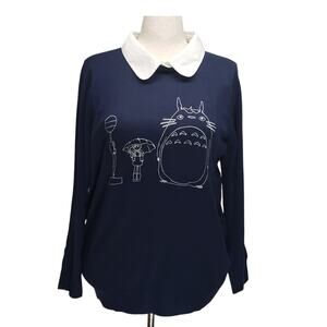 Studio by Torrid Totoro Sweater 1X Blue Animecore Fall Knit Peter Pan Collar